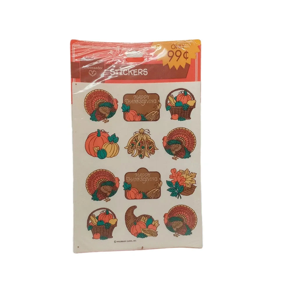 🦃🎃Vintage Hallmark Thanksgiving Stickers Ambassador Sealed Fall 2 Packs🙏🏻🫂